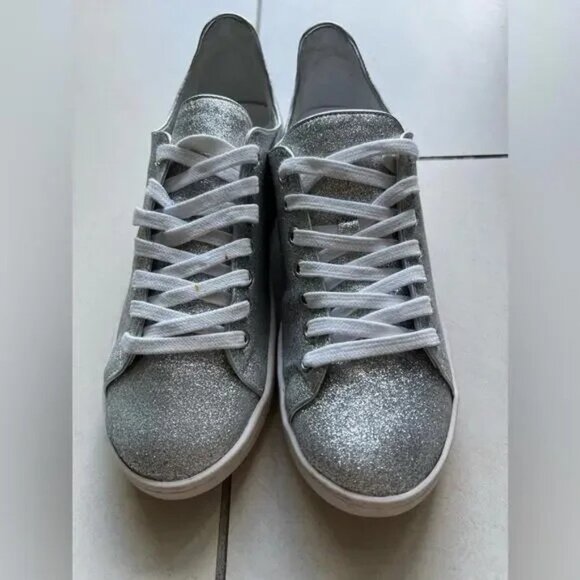 SCHUTZ Shoes - Schutz Silver Sneakers 8.5 Glitter Sparkle